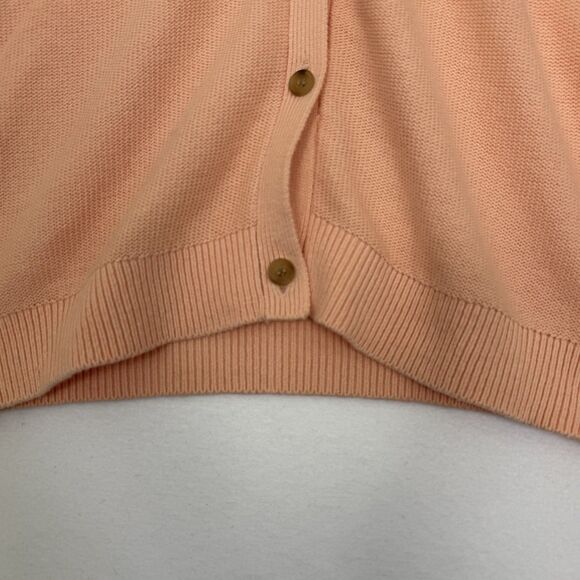 Loft Outlet Peach Puff Sleeve Spring Cardigan Sweater V-Neck Sz Large Short slvs - Picture 5 of 11